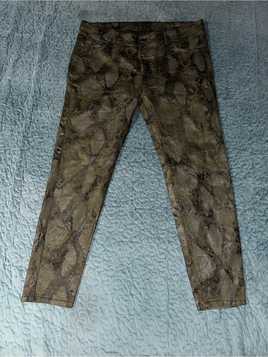 Zara Other - Zara Olive Green Snake-Print Skinny Jeans